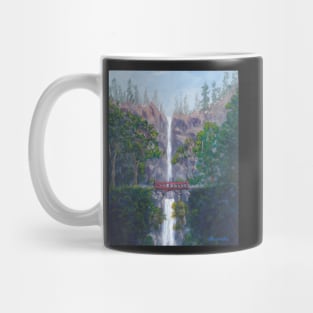 Waterfall, Trees, Bridge, Multnomah Falls, Oregon, Columbia River, Painting Mug